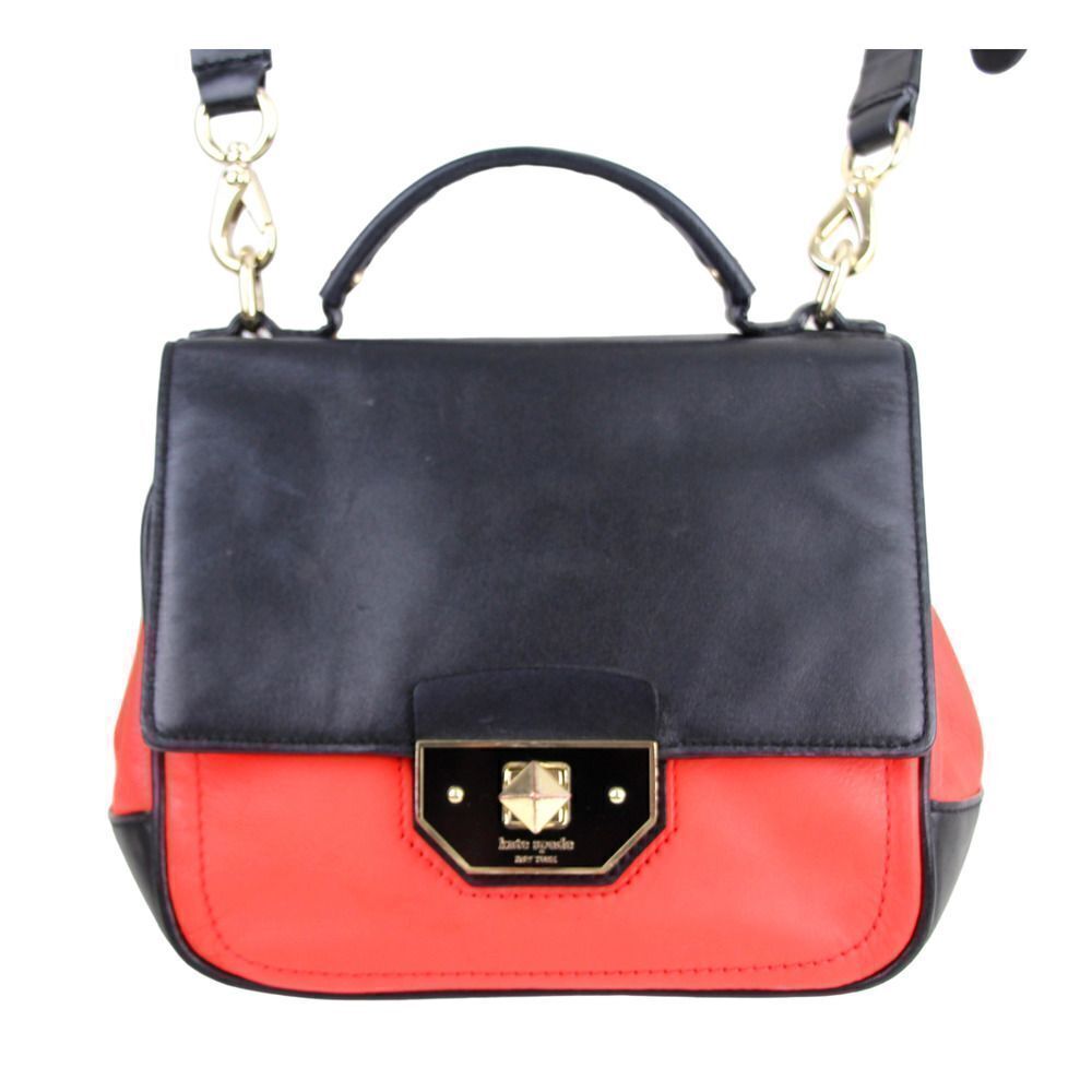 Kate Spade Two-Tone Black & Red Leather Top-Handle Crossbody